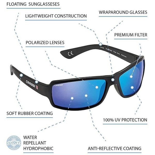 Cressi Ninja Polarized Anti UV Floating Solglasögon Orange/blå/blå spegellinser