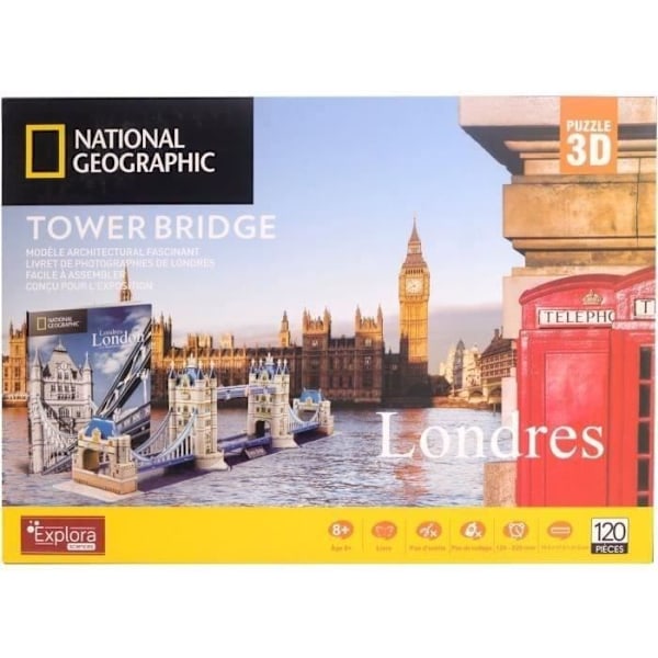 Pussel 3D - Tower Bridge - Byggspel - EXPLORA - 120 bitar - Från 8 år
