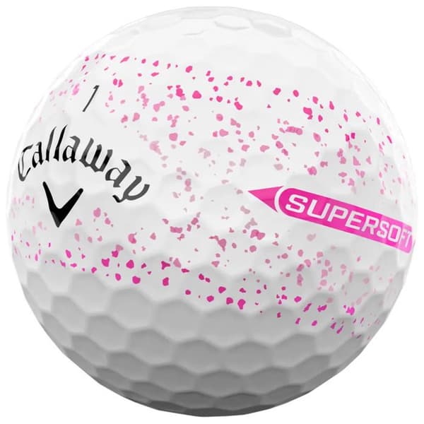 Låda med 12 Callaway Supersoft Splatter 360 golfbollar Vit