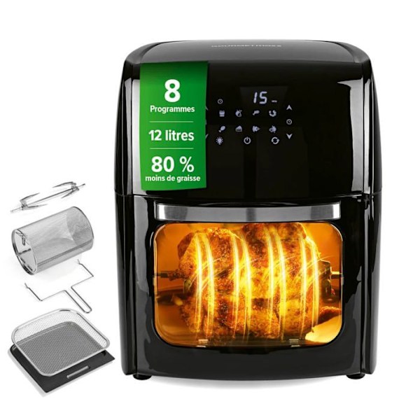 Luftfritös - GOURMETmaxx - 12 l - 1800 W - Pekskärm - Multifunktionell