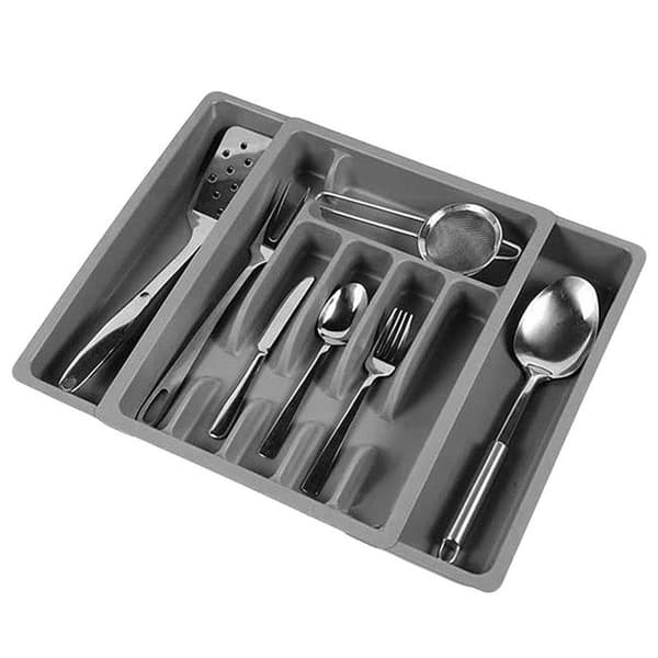 Bestickorganisatör - BB2615 - Utsträckbar 28,5–47 cm - Grå - 37,5x6,5 cm Grå