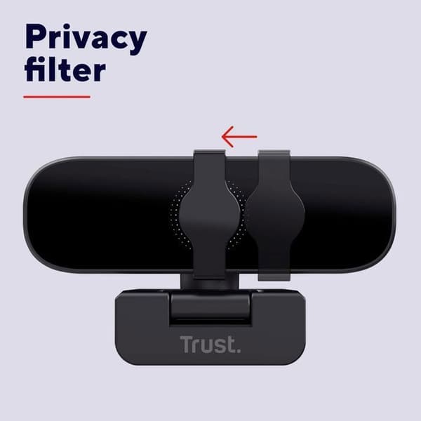 Webcam USB - TRUST - Tanor - Full HD 1080p - Inbyggd mikrofon - Integritetslock - PC/Mac