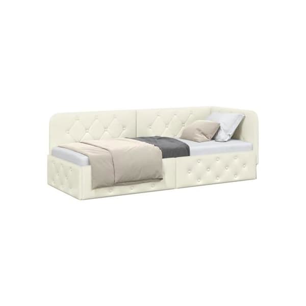 Vinkel sängram i sammet - vidaXL - 80x200 cm - Kräm - L-formad design - Mångsidig bäddsoffa Grädde