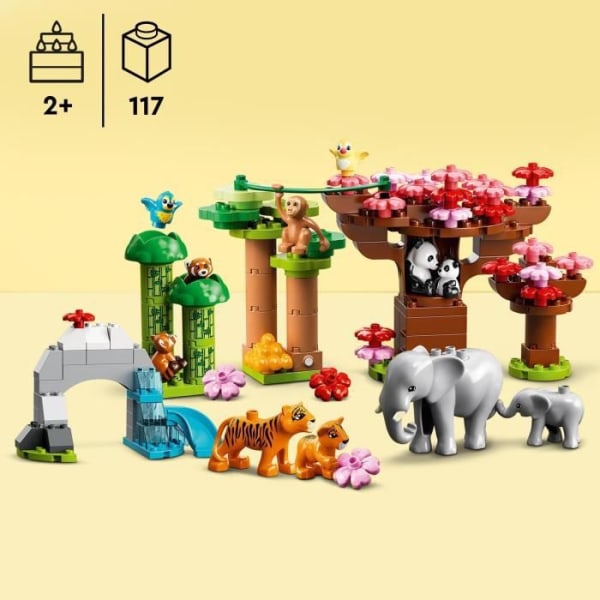 LEGO 10974 DUPLO asiatiska vilda djur, lekmatta, med elefant- och tigerminifigurer, för barn i åldrarna 2-5