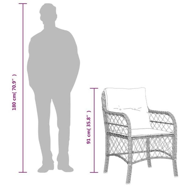 vidaXL Trädgårdstolar med kuddar 2-pack grå vävd resin 365155