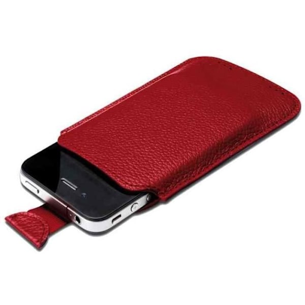 Läder smartphone quiver skal för iPhone 4 Röd