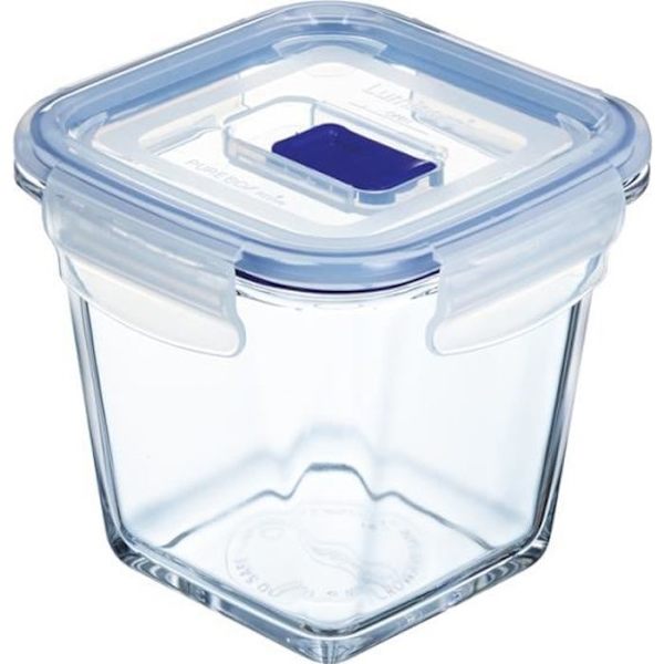 LUMINARC Fyrkantig låda Ren låda aktiv 75 cl transparent + transparent och blått lock klar och blå