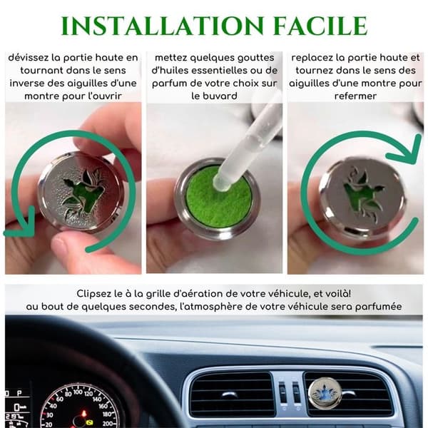 Zen'Arôme Bil Diffusor Livets Träd Clip'Arôme - Parfym och Eterisk Olja Diffusor - Rostfritt Stål + 5 Återanvändbara Absorbenter