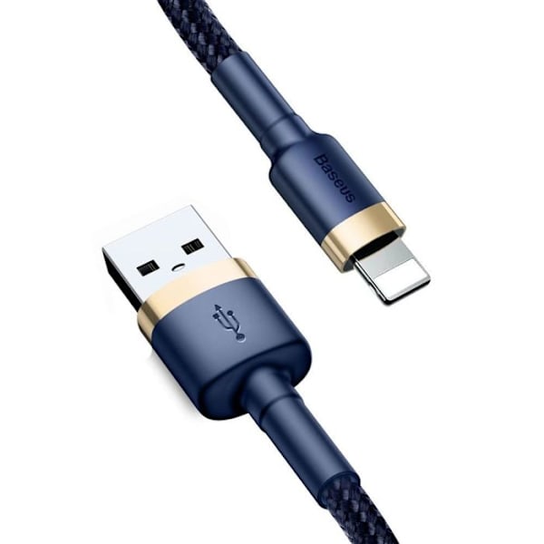 Baseus Cafule blå+guld USB till Lightning-kabel 15A 2M flätad kompatibel för iPhone 6 7 8 Plus XS XR 11 12 13 CALKLF-CV3 Guld-Blå