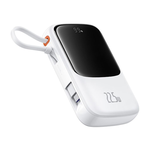 Baseus - Extern batteri Qpow Pro+ (P10067101213-00) - Lightning, 2x Typ-C, USB, 22,5W, 10000mAh, Typ-C-kabel - Vit