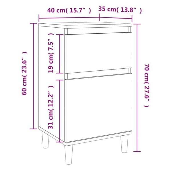 vidaXL Sängbord Vit 40x35x70 cm 819692