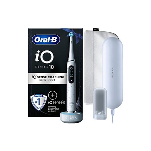 Elertisk tandborste - Oral B - IO 10 - Bluetooth-ansluten - Inkluderade tillbehör - Snabbladdning 3h Vit