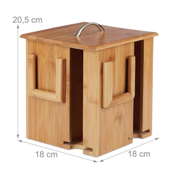 Relaxdays Bamboo Tea Caddy 4 Fack Roterande Display Dispenser 160 Tepåsar HxBxD 20,5 x 18 x 18 cm, Natur -