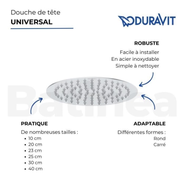 Fyrkantig takdusch - DURAVIT - Universal - 30 cm - krom