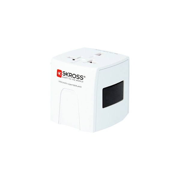 SKROSS MUV Micro Travel Adapter - Vit - Rektangulär - Interiör - För utlandet Vit