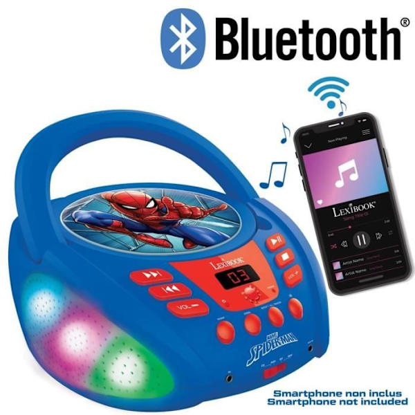 Spider-Man Bluetooth CD-spelare med ljuseffekter Blå