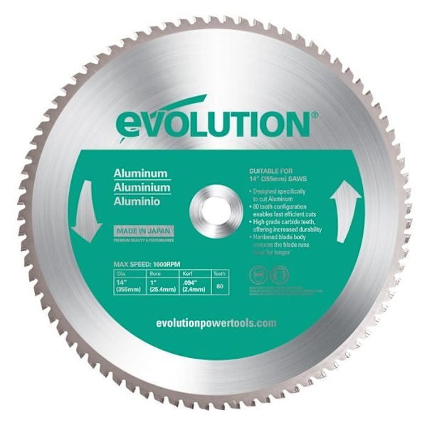Evolution aluminiumblad A355TCT-80 tänder