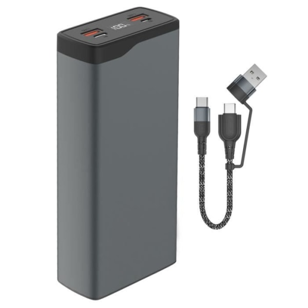 4smarts VoltHub Pro Power Bank 26800mAh 22,5W Snabbladdare med USB QC3.0, USB C PD & Samsung Adaptiv Snabbladdning - Grå Grå