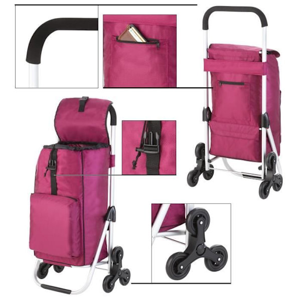 Cruiser Stair Shopping Trolley - 49+4 Liter med frysfack - Rosa rosa
