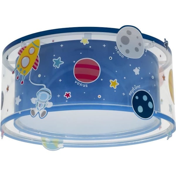 DALBER Planets Taklampa - Planetmönster, L 33 cm, H 17 cm, Blå - Barnrum Blå