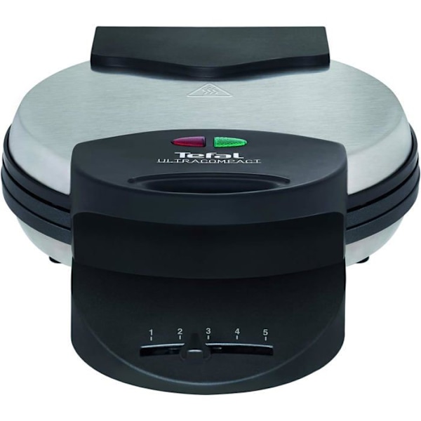 Våffeljärn - TEFAL - WM 310D - 1000 W - Borstat rostfritt stål - Non-stick beläggning - Svart Borstat rostfritt stål