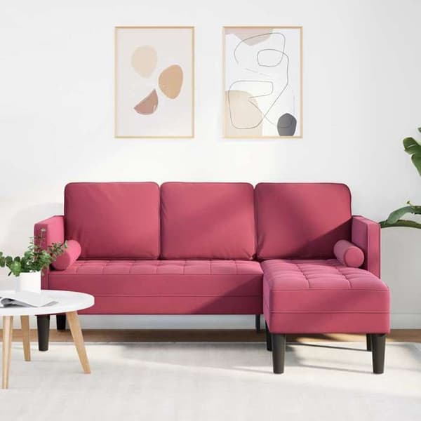 Soffgrupp i Vinröd 173 x 131 x 67 cm Sammet