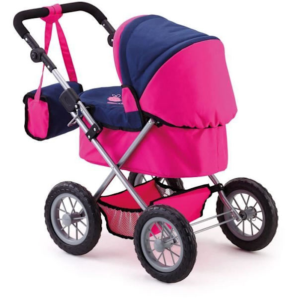 Trendig Klassisk Dockvagn Blå Rosa - BAYER DESIGN - Justerbar - 46 cm