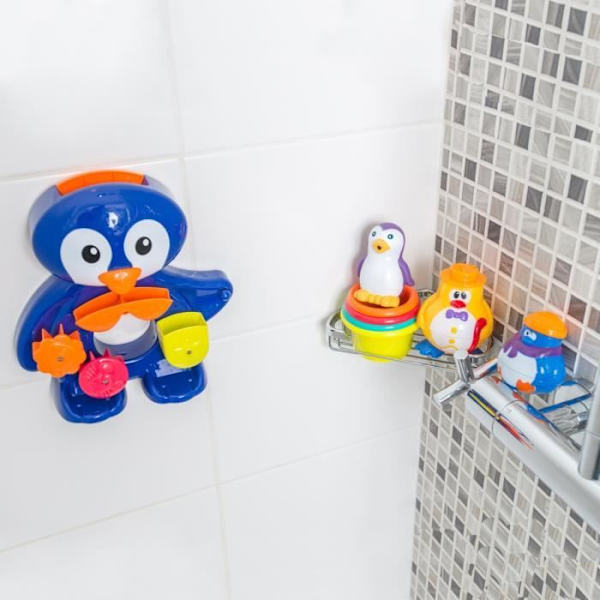 Penguin Bath Box - LUDI - Badleksak med sugkoppar och sensoriska tillbehör - Blandat - Från 12 månader Pingvin