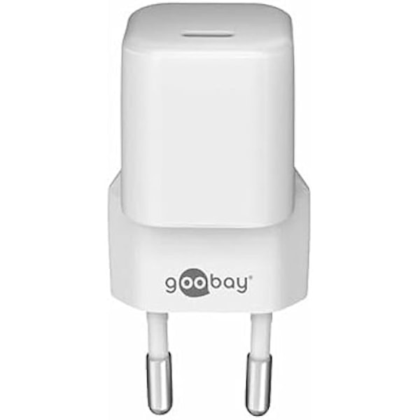 USB-C-laddare - GOOBAY - 59716 - 30W Power Delivery - Kompatibel med iPhone 14 - Kompakt design Weiß