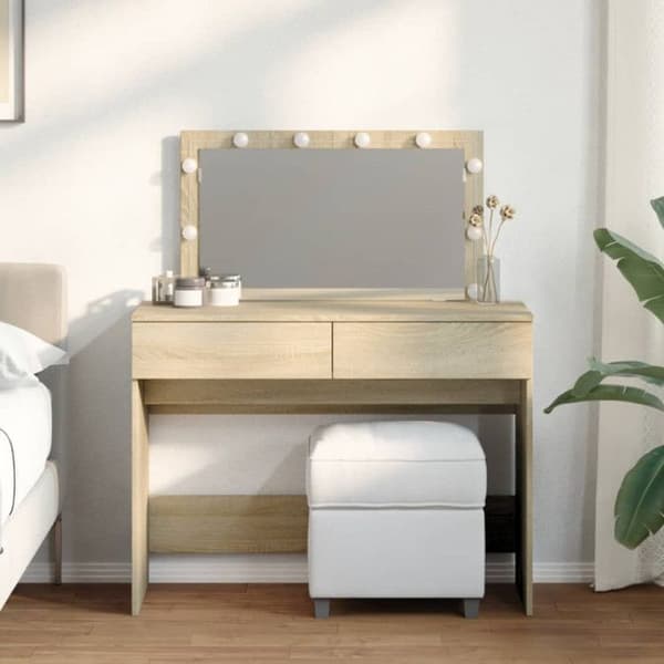 Frisör med LED ek sonoma 100x40x120 cm