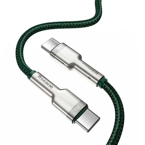 Snabb laddkablar - Baseus - Typ C till Typ C - 100W - 2m - Flätad nylon grön
