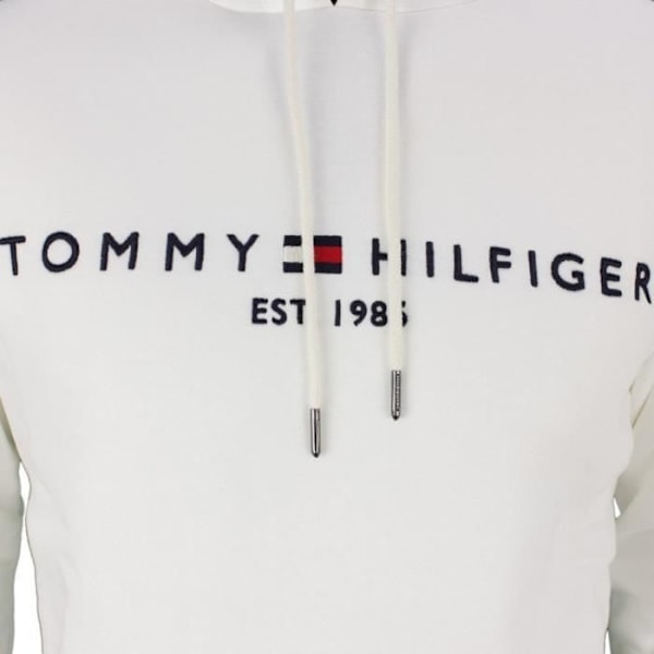 Huvtröja - TOMMY HILFIGER - Logotröja - 100% bomull - Vit - Regular Vit XS