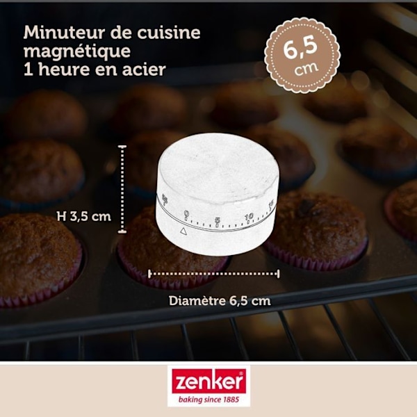 Mekanisk Timer - Rostfritt Stål - Magnetisk - 60 mn - Mått: 6x6x3.5 cm - Färg: Grå Grå