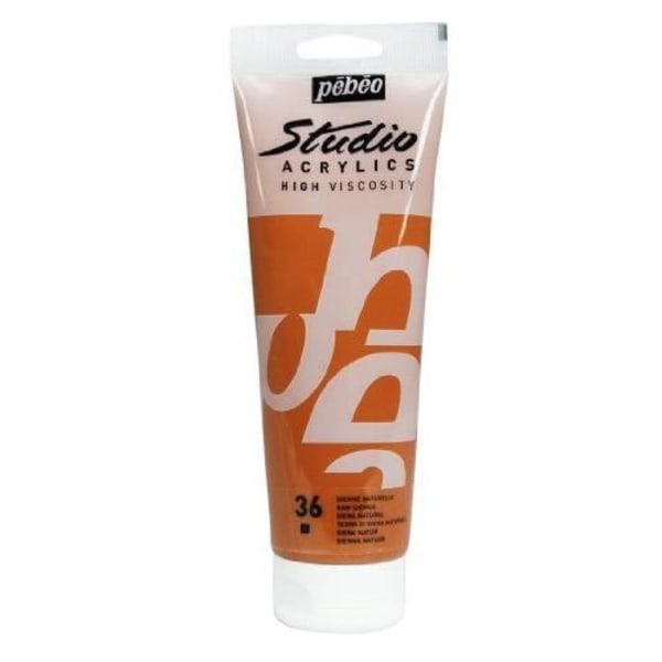 Akrylfärg - Pébéo - Naturlig Sienna - 250 ml - Satin - Professionell Naturliga Sienna