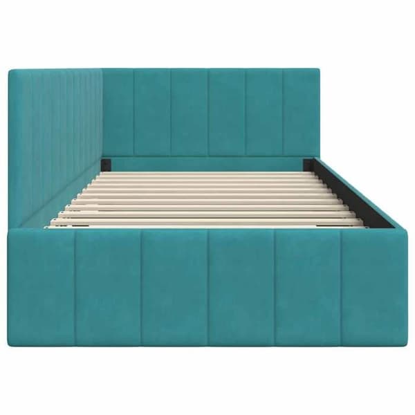 vidaXL Hörnsäng Turquoise 90 cm x 200 cm Sammet 42016315