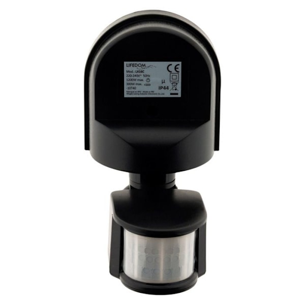 IP44 rörelsedetektor - svängbar huvudenhet - 1200W - Svart - Elexity Svart