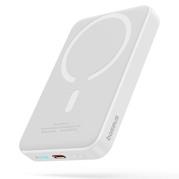 Baseus - Mini Air Powerbank (P10059001223-00) - Typ-C, MagSafe-laddning, 20W, 10000mAh, med Typ-C-kabel, 30cm - Vit