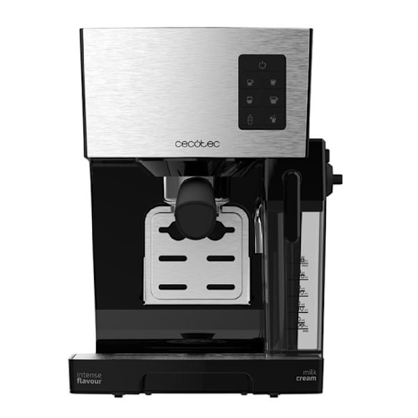 Cecotec Power Instant-ccino 20 halvautomatisk kaffemaskin 1450 W, mjölktank, 20 tryckstänger och termoblock, INOX