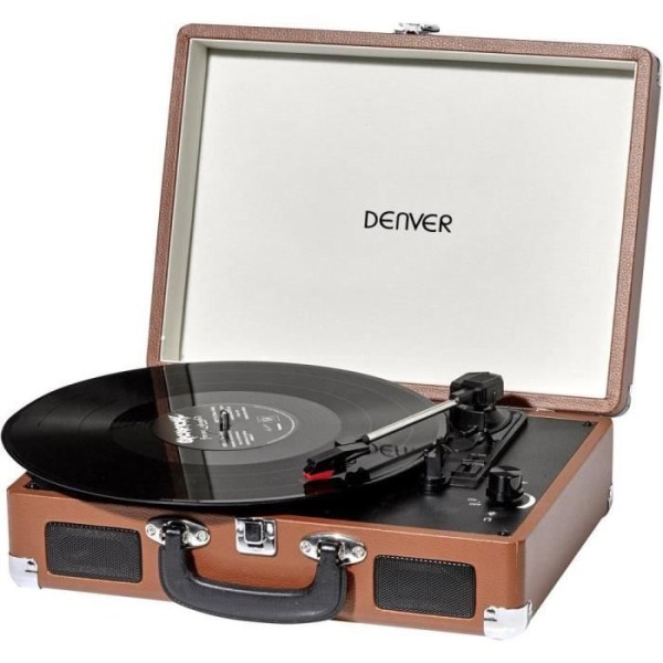 Denver USB skivspelare - skivspelare med digital brännare - brun - 33 rpm, 45 rpm, 78 rpm