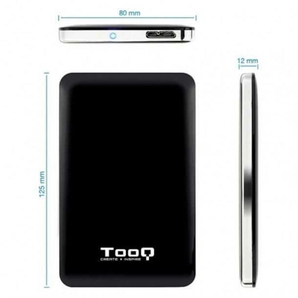 TooQ TQE-2538B 2,5" USB 3.0 hårddiskhölje svart