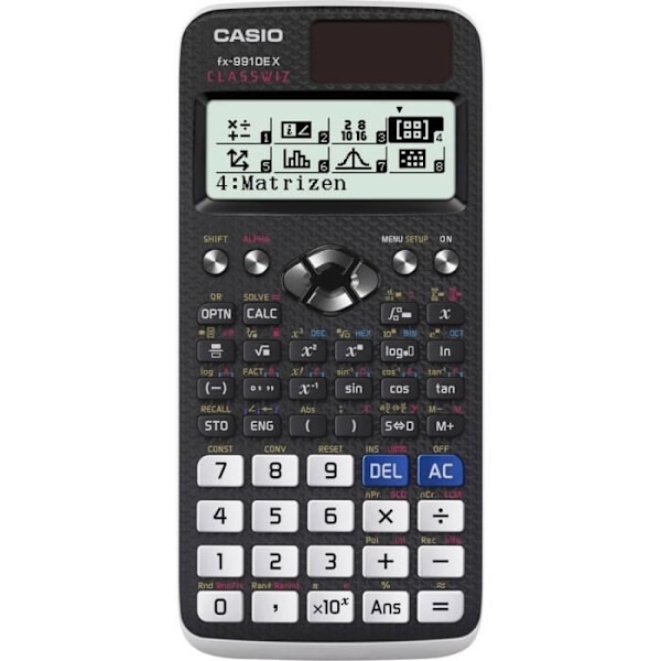 Teknisk och vetenskaplig räknare - CASIO - FX-991DE X - LCD-display 12 rader - Solenergi och batteri - Svart