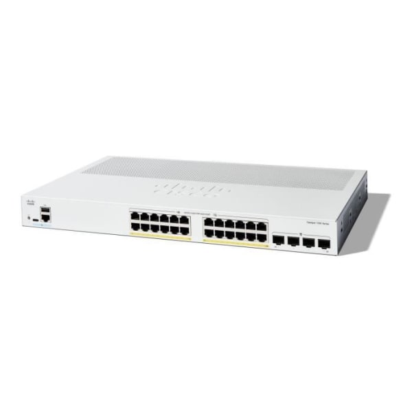 - Cisco - Cisco Catalyst 1300-24P-4G - Switch - C3 - Managed - 24 x 10/100/1000 (PoE+) + 4 x 10 Gigabit SFP+ - Rackmonterbar