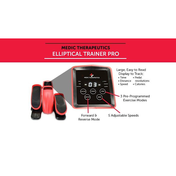Medic therapeutics elliptisk tränare - MT-ELIPTPRO-001-BLK - Eliptical Trainer Pro med fjärrkontroll