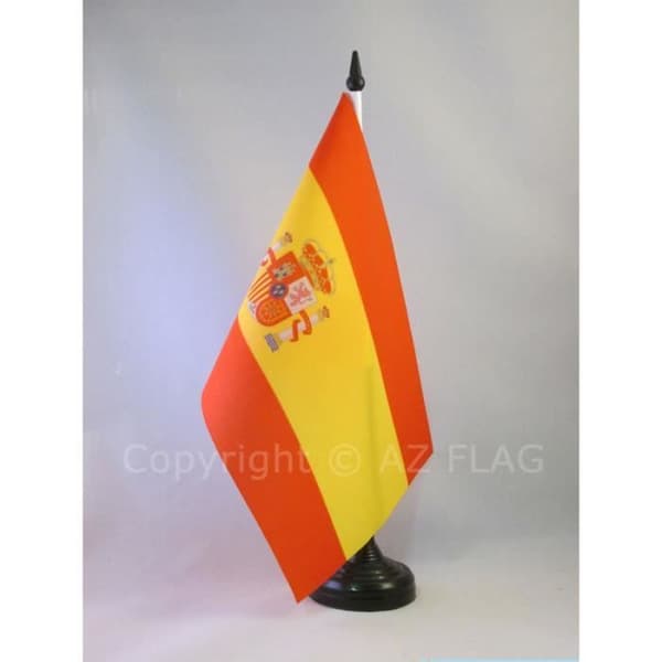 Bordflagga - AZ FLAG - Spanien 21x14 cm - Polyester - Plaststång - Rektangulär Svart