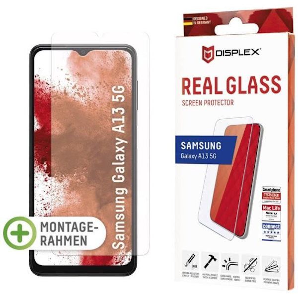 Skärmskyddsglas för Galaxy A13 5G - DISPLEX - Vit - Härdat glas - Reptåligt