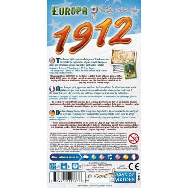 LES AVENTURIERS DU RAIL Extension Europe 1912 - Styrelsestrategispel - Asmodee - AVE07ML2 Flerfärgad