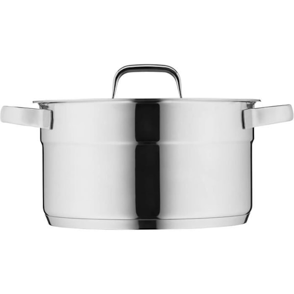 Faitout WMF Compact Cuisine hög 24 cm med glaslock, faitout 5,6 l, polerat Cromargan rostfritt stål Rostfritt stål