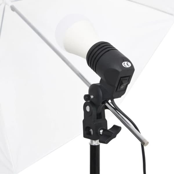 vidaXL Studio Lighting Kit med stativ och paraplyer 190230 Vit