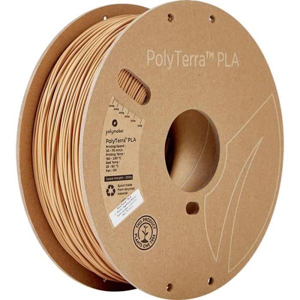 Polymaker 70976 PolyTerra PLA Filament låg plast, vattenlöslig 1,75 mm 1000 g träbrun (satin) 1 p