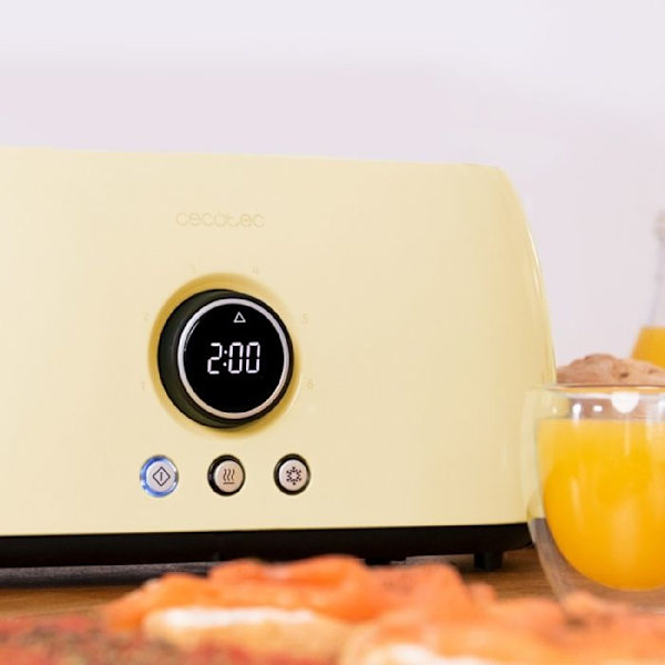 Cecotec Vertikal Brödrost Digital ClassicToast 15000 Gul Extra Dubbel Gul; Svart; Stål